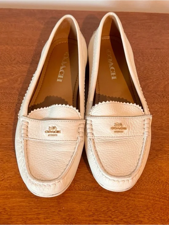 Coach Odette Loafers Cream Colored Women’s Sz 7B A01375 Pre Owned - Picture 2 of 7